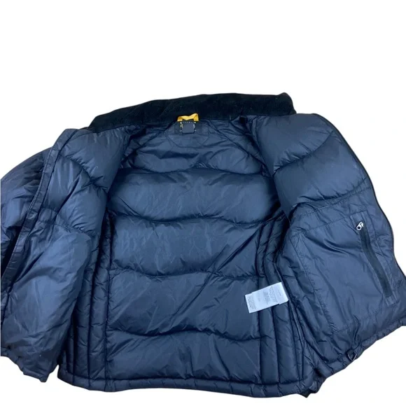 Mountain Hardware Womens Goose Down Puffer Jacket Medium Black Fleece Collar - Picture 3 of 5